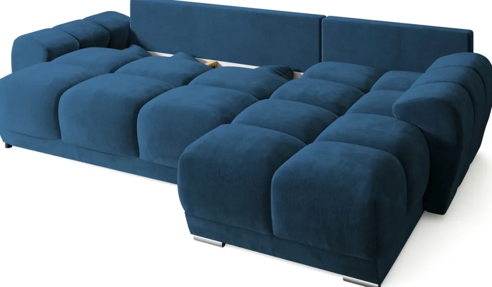 Narożniki>BROMARKT Granatowy narożnik z funkcją spania do salonu NUBES
