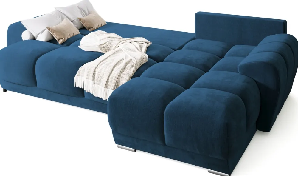 Narożniki>BROMARKT Granatowy narożnik z funkcją spania do salonu NUBES