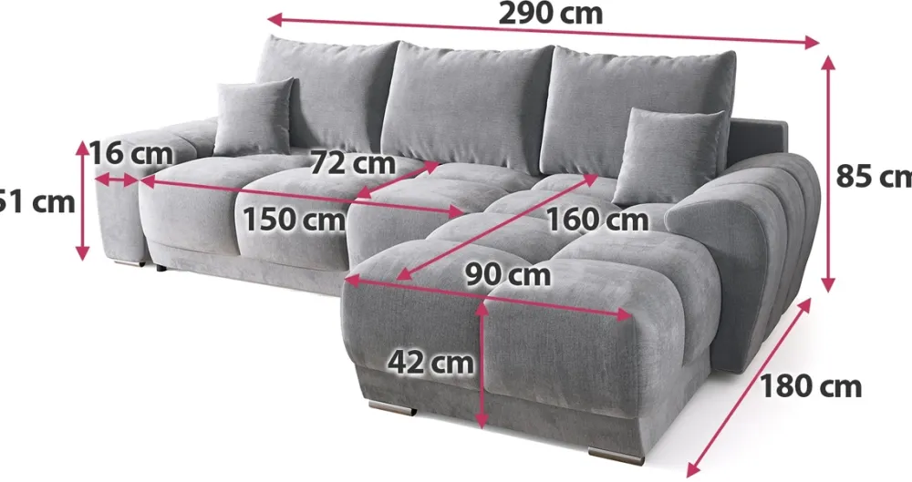 Narożniki>BROMARKT Granatowy narożnik z funkcją spania do salonu NUBES