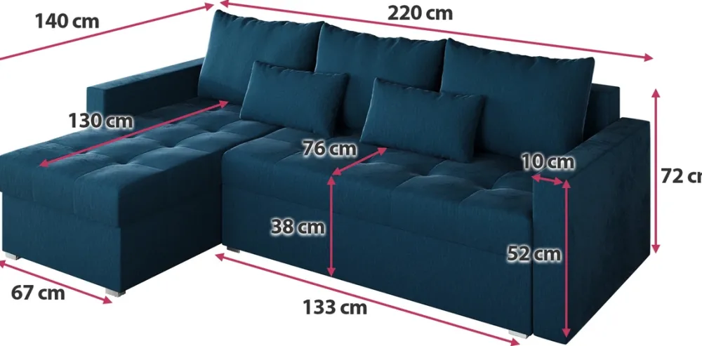 Meble Dla Dzieci|Meble Młodzieżowe>BROMARKT Granatowy narożnik z funkcją spania HOT L