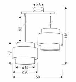 Oświetlenie Przedpokoju|Oświetlenie Jadalni>Candellux Lighting Hare lampa wisząca chromowy 2x60w e27 abażur szary+srebrny