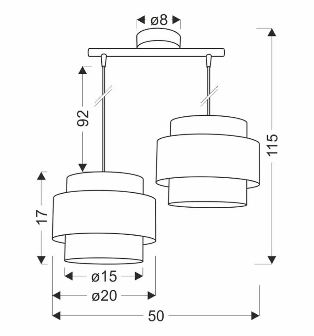 Oświetlenie Przedpokoju|Oświetlenie Jadalni>Candellux Lighting Hare lampa wisząca chromowy 2x60w e27 abażur szary+srebrny