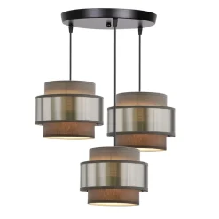 Oświetlenie Przedpokoju|Oświetlenie Jadalni></noscript>Candellux Lighting Hare lampa wisząca chromowy talerz 3x60w e27 abażur szary+srebrny