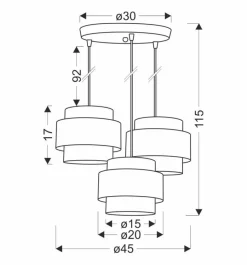 Oświetlenie Przedpokoju|Oświetlenie Jadalni></noscript>Candellux Lighting Hare lampa wisząca chromowy talerz 3x60w e27 abażur szary+srebrny