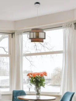 Oświetlenie Przedpokoju|Oświetlenie Jadalni>Candellux Lighting Hare lampa wisząca chromowy 1x60w e27 abażur szary+srebrny