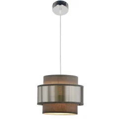 Oświetlenie Przedpokoju|Oświetlenie Jadalni>Candellux Lighting Hare lampa wisząca chromowy 1x60w e27 abażur szary+srebrny