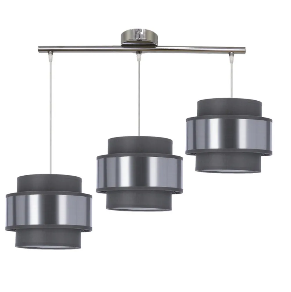 Oświetlenie Przedpokoju|Oświetlenie Jadalni>Candellux Lighting Hare lampa wisząca chromowy 3x60w e27 abażur szary+srebrny
