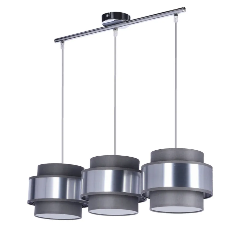 Oświetlenie Przedpokoju|Oświetlenie Jadalni>Candellux Lighting Hare lampa wisząca chromowy 3x60w e27 abażur szary+srebrny