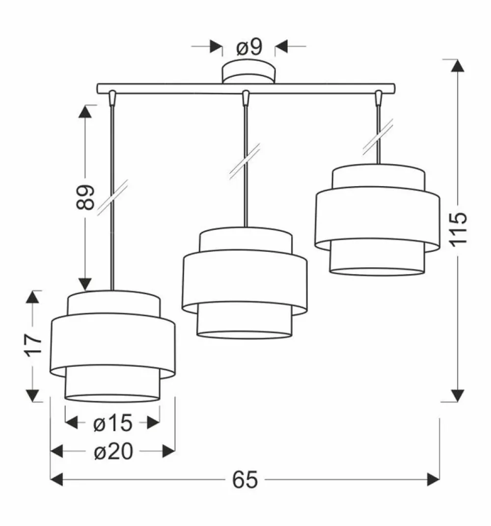 Oświetlenie Przedpokoju|Oświetlenie Jadalni>Candellux Lighting Hare lampa wisząca chromowy 3x60w e27 abażur szary+srebrny