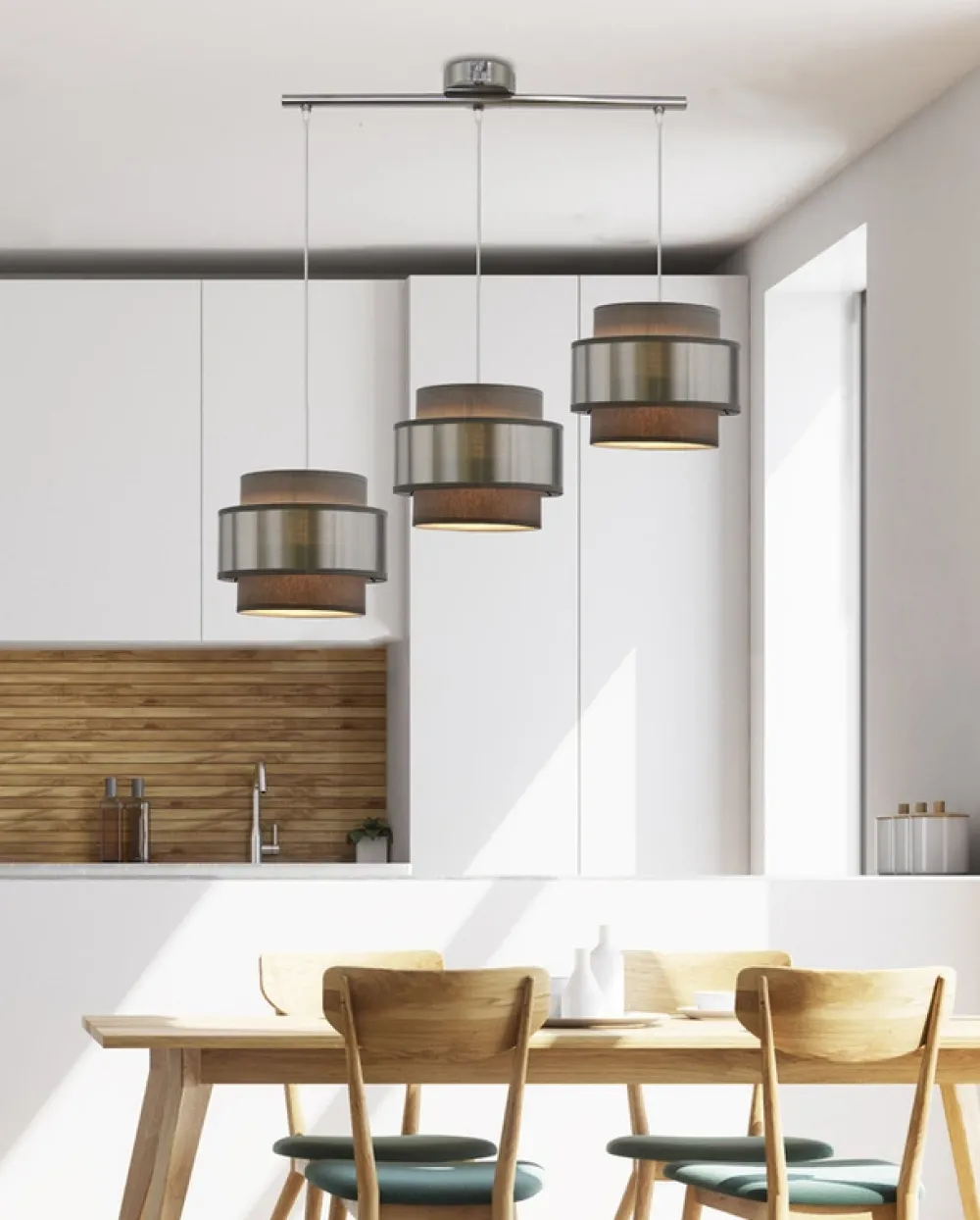 Oświetlenie Przedpokoju|Oświetlenie Jadalni>Candellux Lighting Hare lampa wisząca chromowy 3x60w e27 abażur szary+srebrny