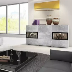 Zestawy Mebli Do Salonu></noscript>Helvetia Industrialne meble do salonu BARRET beton jasny