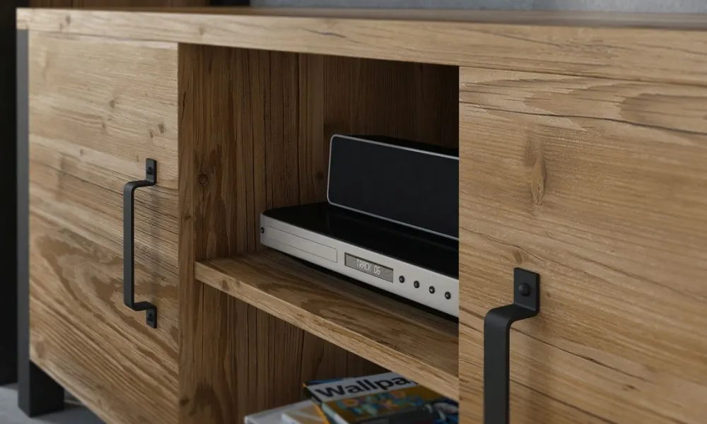 Zestawy Mebli Do Salonu>Helvetia Industrialne meble do salonu ONLY świerk i czarny mat