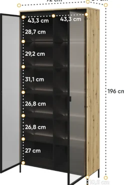 Zestawy Mebli Do Salonu|Witryny></noscript>lenart. Innowacyjna witryna na książki do salonu z oświetleniem dąb artisan 90 cm TREND