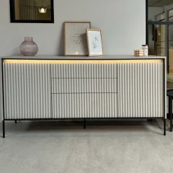 Zestawy Mebli Do Salonu|Witryny></noscript>lenart. Innowacyjna witryna na książki do salonu z oświetleniem dąb artisan 90 cm TREND