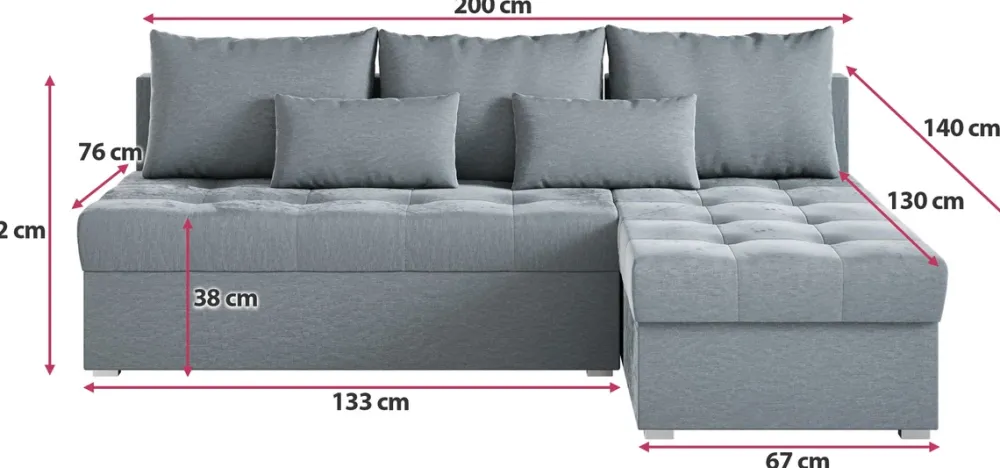 Meble Dla Dzieci|Meble Młodzieżowe>BROMARKT Jasnoszary narożnik z funkcją spania do salonu HOT SLIM