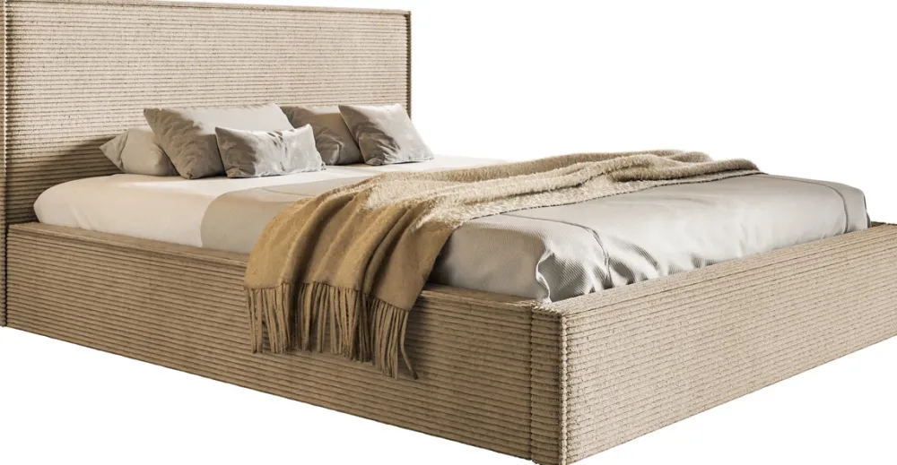 Meble Dla Dzieci|Łóżka Młodzieżowe>Riban Jednoosobowe łóżko tapicerowane 120x200 cm z pojemnikiem PARISIO beżowe