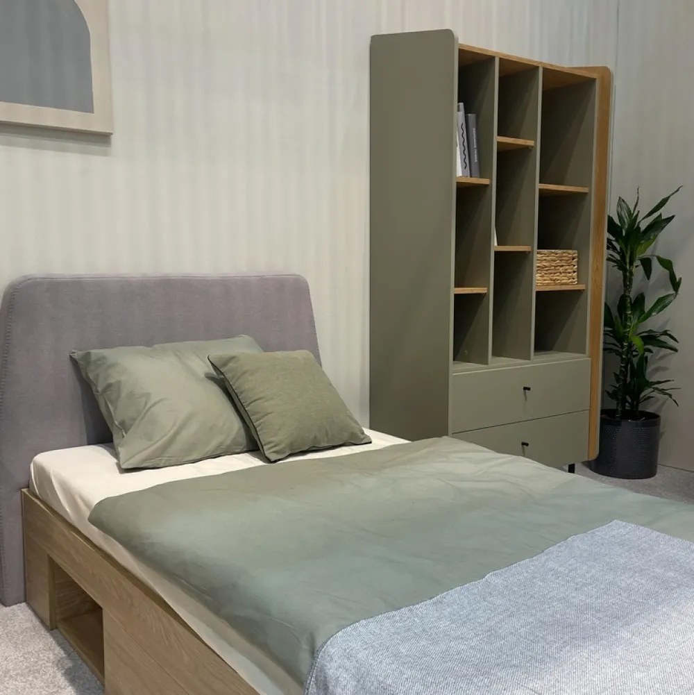 Meble Dla Dzieci|Łóżka Młodzieżowe>MEBLAR Jednoosobowe łóżko 120x200 cm do pokoju dziecka z szufladami ALDENO dąb baltic dune