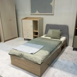 Meble Dla Dzieci|Meble Młodzieżowe></noscript>MEBLAR Jednoosobowe łóżko 120x200 cm do pokoju dziecka z szufladami ALDENO dąb olejowany