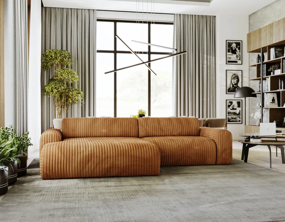 Narożniki>Polak Meble Kanapa narożna do salonu sztruksowa SEFO