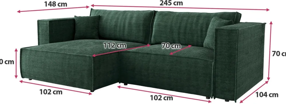 Meble Dla Dzieci|Meble Młodzieżowe>BROMARKT Kanapa narożna do salonu z funkcją spania i pojemnikiem MIZARU