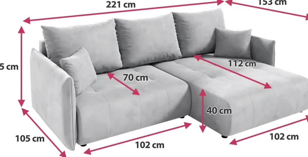 Meble Dla Dzieci|Meble Młodzieżowe>BROMARKT Kanapa narożna granatowa do salonu z funkcją spania HUDSON