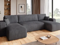 Narożniki>BROMARKT Kanapa narożna szara z funkcją spania do salonu PUMI U