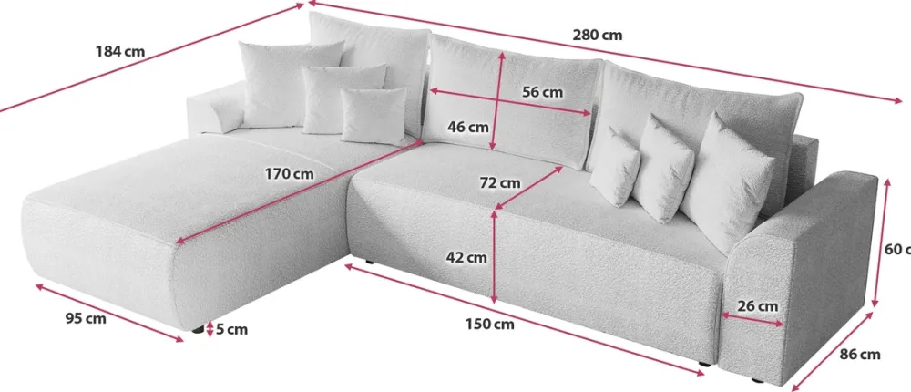 Meble Dla Dzieci|Meble Młodzieżowe>BROMARKT Kanapa narożna z funkcją spania SYDNEY boucle