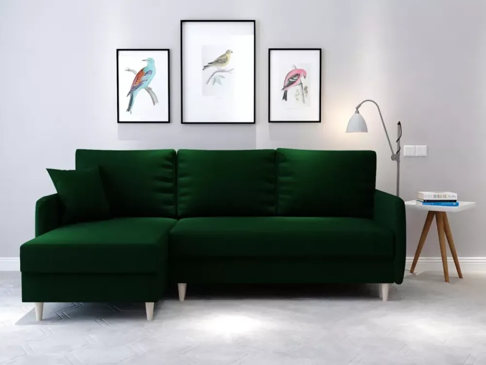 Narożniki>NEXT COLLECTION Kanapa rogowa w stylu skandynawskim LEXY pojemniki funkcja spania