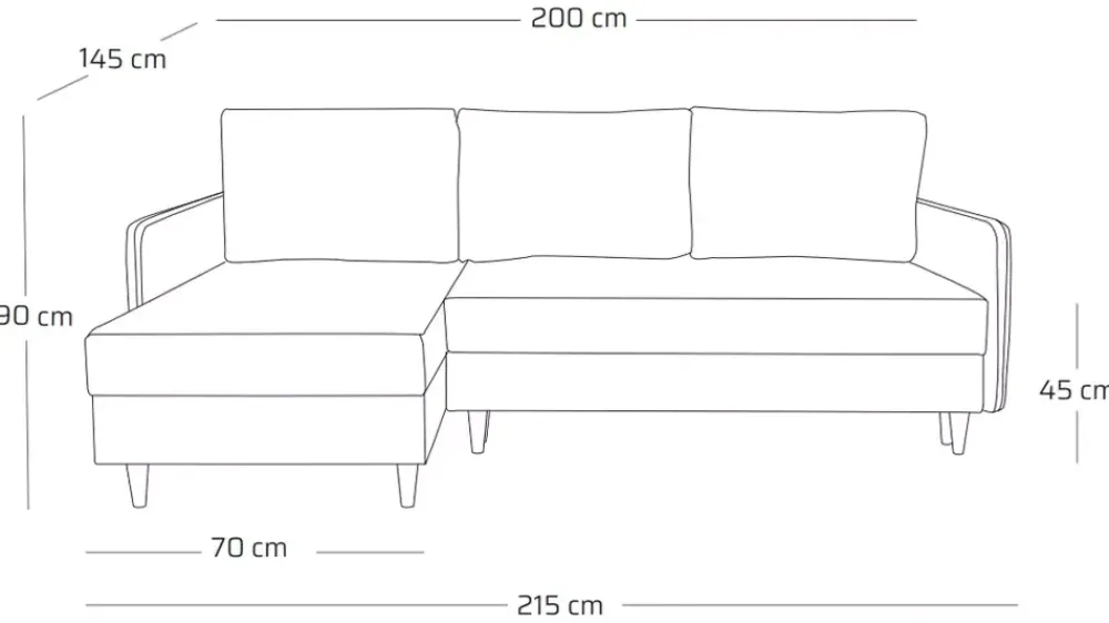 Narożniki>NEXT COLLECTION Kanapa rogowa w stylu skandynawskim LEXY pojemniki funkcja spania