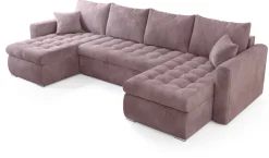 Narożniki>BROMARKT Kanapa rozkładana do salonu z funkcją spania i pojemnikiem LUIS U róż
