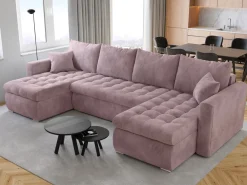 Narożniki>BROMARKT Kanapa rozkładana do salonu z funkcją spania i pojemnikiem LUIS U róż