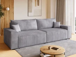 Kanapy I Sofy>BROMARKT Kanapa z funkcją spania i pojemnikiem sztruksowa szara ADI