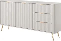 Zestawy Mebli Do Salonu|Komody>LASKI owa komoda 163 cm do salonu LEONTE dwudrzwiowa z szufladami kaszmir