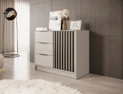 Komody>PIASKI owa komoda z szufladami do salonu 105 cm KELLY kaszmir