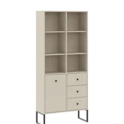 Regały Na Książki>INTER MEBLE owy regał na książki do salonu LAMORI z szufladami kaszmir