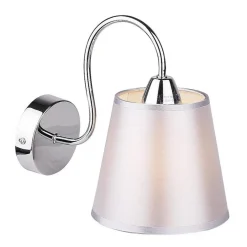 Oświetlenie Jadalni|Oświetlenie Sypialni>Candellux Lighting Kinkiet chromowy okrągły abażur szary z tkaniny Luk