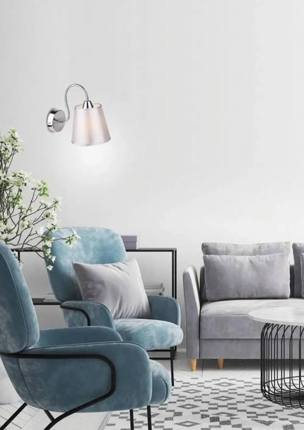 Oświetlenie Jadalni|Oświetlenie Sypialni>Candellux Lighting Kinkiet chromowy okrągły abażur szary z tkaniny Luk