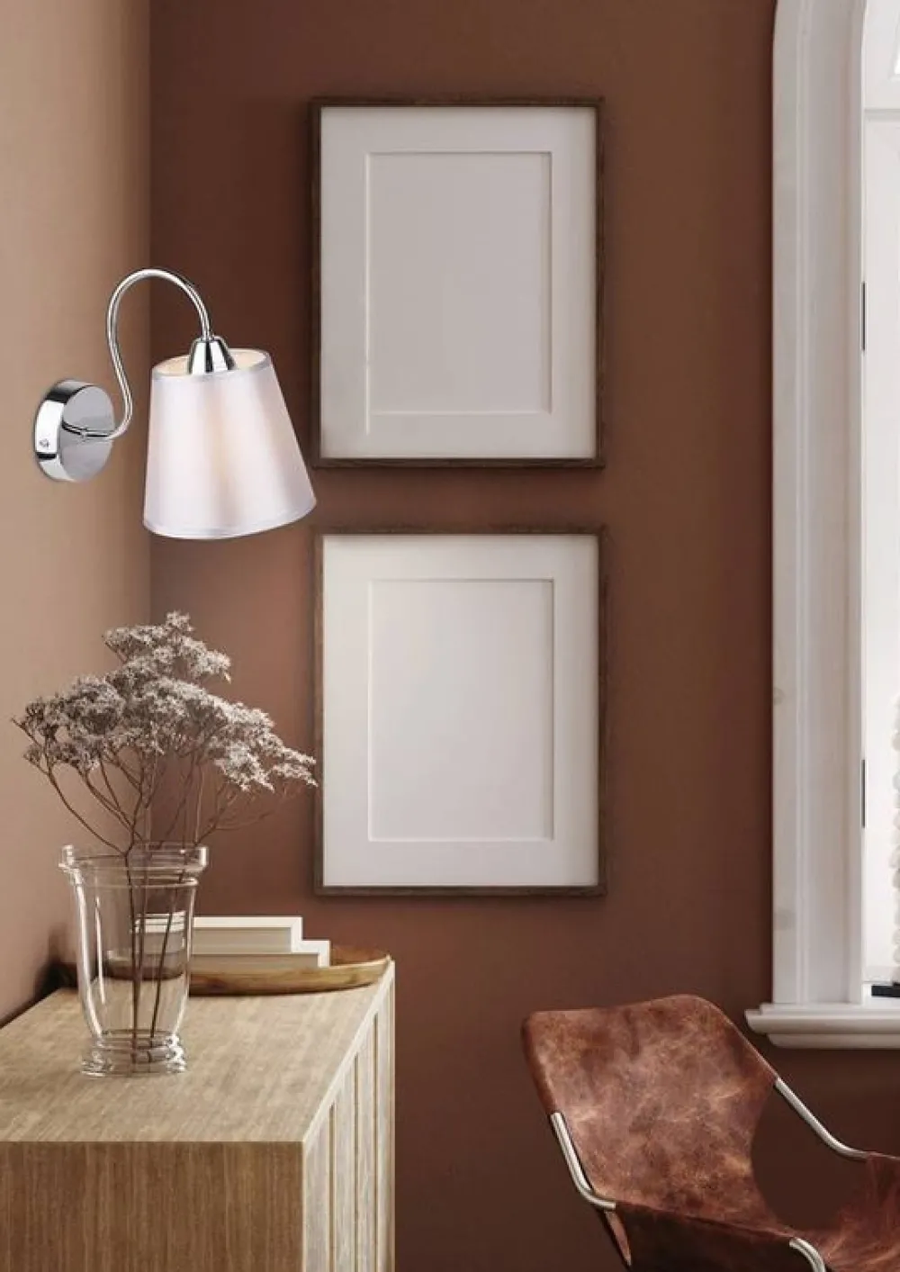 Oświetlenie Jadalni|Oświetlenie Sypialni>Candellux Lighting Kinkiet chromowy okrągły abażur szary z tkaniny Luk