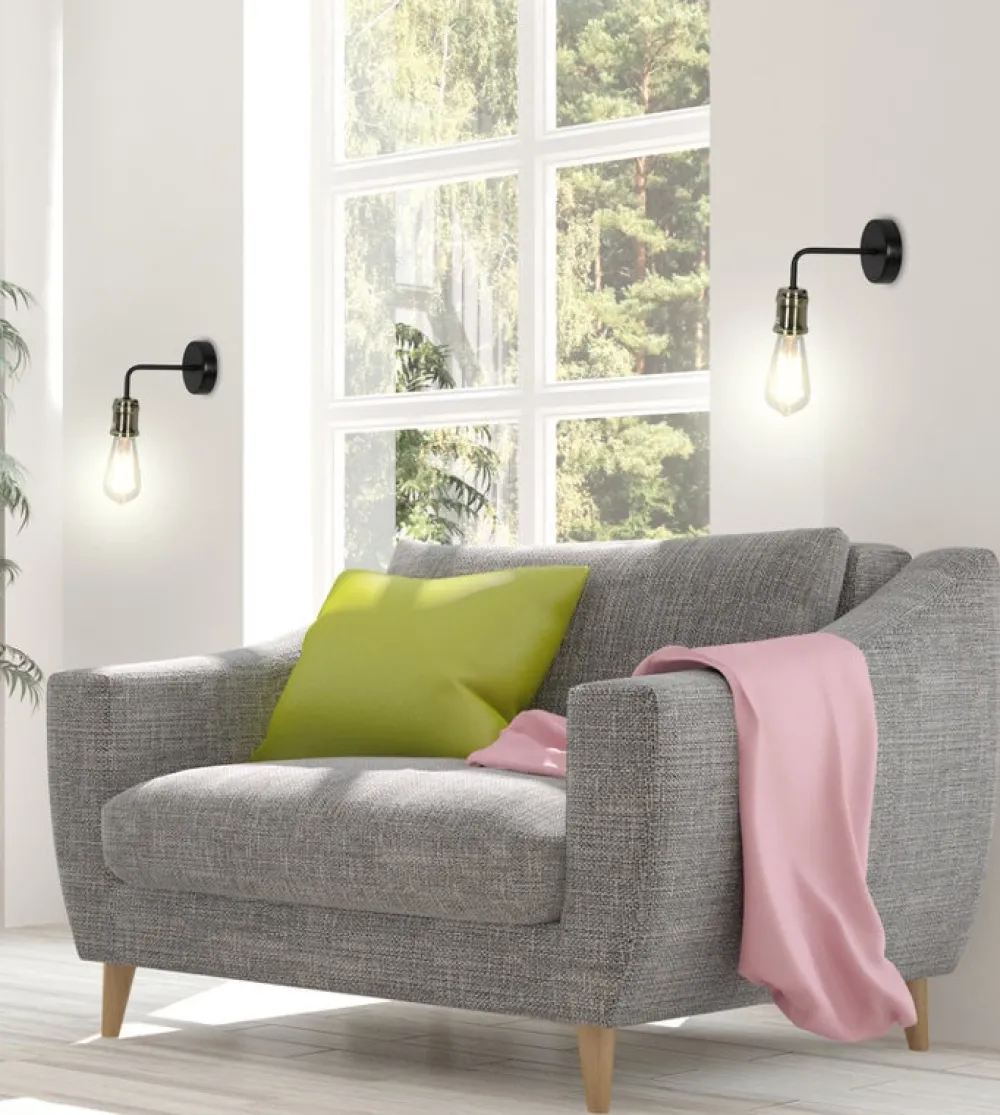 Oświetlenie Sypialni|Oświetlenie Salonu>Candellux Lighting Kinkiet ścienny czarny/patyna + żarówka Goldie