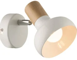 Oświetlenie Przedpokoju|Oświetlenie Jadalni>Candellux Lighting Kinkiet ścienny regulowany biały + element drewna Puerto