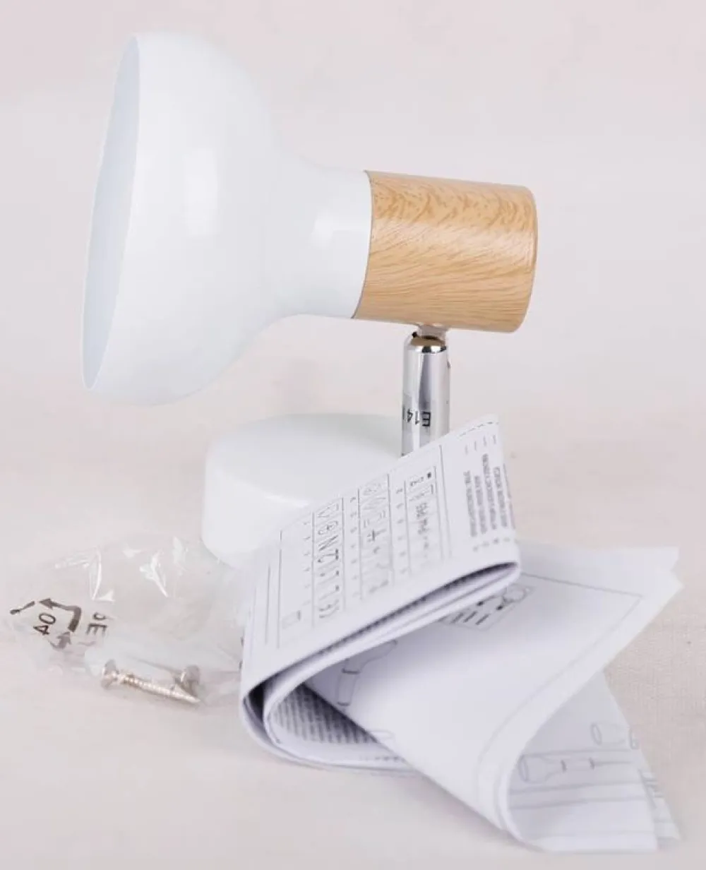 Oświetlenie Przedpokoju|Oświetlenie Jadalni>Candellux Lighting Kinkiet ścienny regulowany biały + element drewna Puerto