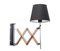 Oświetlenie Przedpokoju|Oświetlenie Sypialni>Candellux Lighting Kinkiet czarny chrom/drewno regulowany 40W E27 Mito