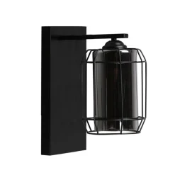 Oświetlenie Jadalni|Oświetlenie Sypialni></noscript>Candellux Lighting Kinkiet czarny Jonera 1x40W E27 klosz dymiony