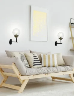 Oświetlenie Przedpokoju|Oświetlenie Jadalni>Candellux Lighting Kinkiet czarny matowy + patyna E14 szklany klosz Lens