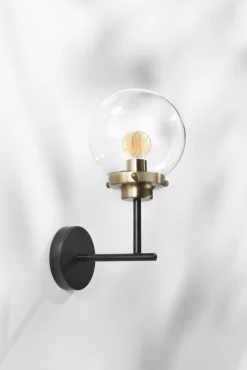 Oświetlenie Przedpokoju|Oświetlenie Jadalni></noscript>Candellux Lighting Kinkiet czarny matowy + patyna E14 szklany klosz Lens