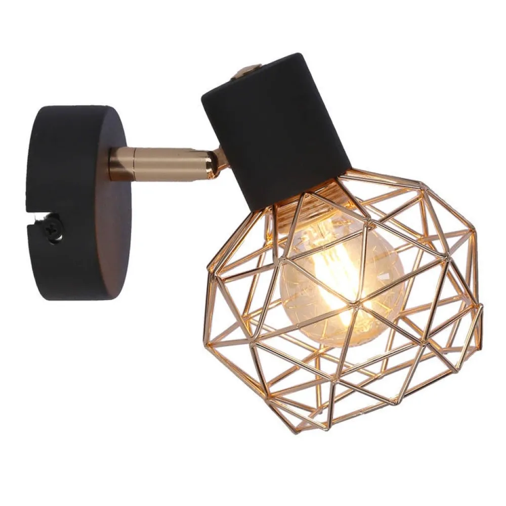 Oświetlenie Przedpokoju|Oświetlenie Jadalni>Candellux Lighting Kinkiet czarny pojedynczy klosz miedziany Acrobat