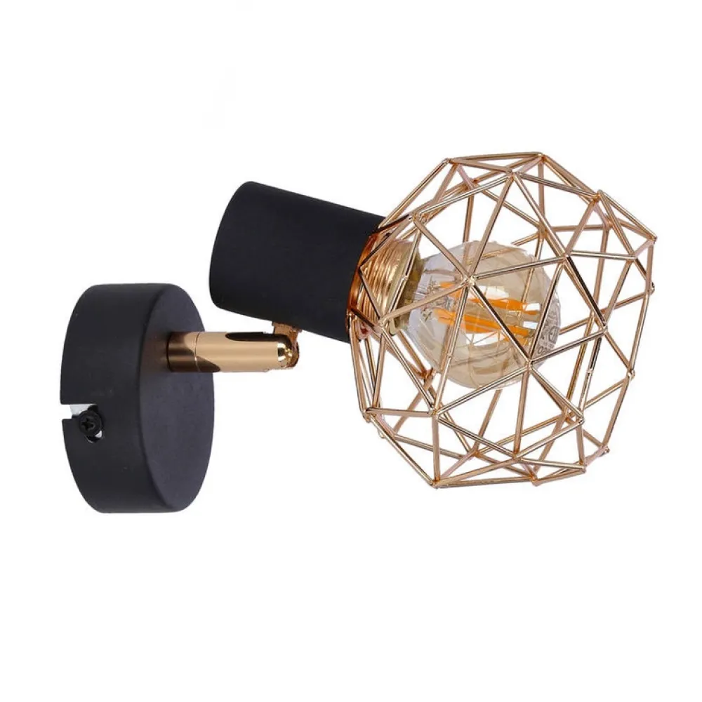 Oświetlenie Przedpokoju|Oświetlenie Jadalni>Candellux Lighting Kinkiet czarny pojedynczy klosz miedziany Acrobat