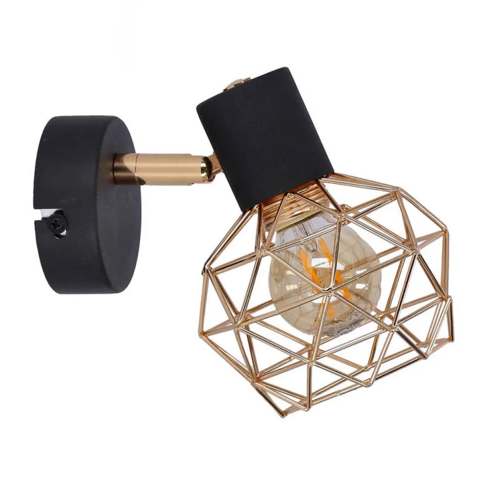 Oświetlenie Przedpokoju|Oświetlenie Jadalni>Candellux Lighting Kinkiet czarny pojedynczy klosz miedziany Acrobat