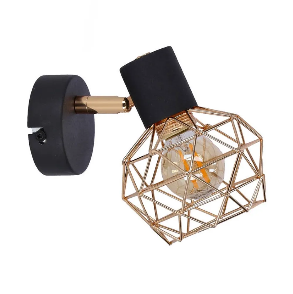 Oświetlenie Przedpokoju|Oświetlenie Jadalni>Candellux Lighting Kinkiet czarny pojedynczy klosz miedziany Acrobat