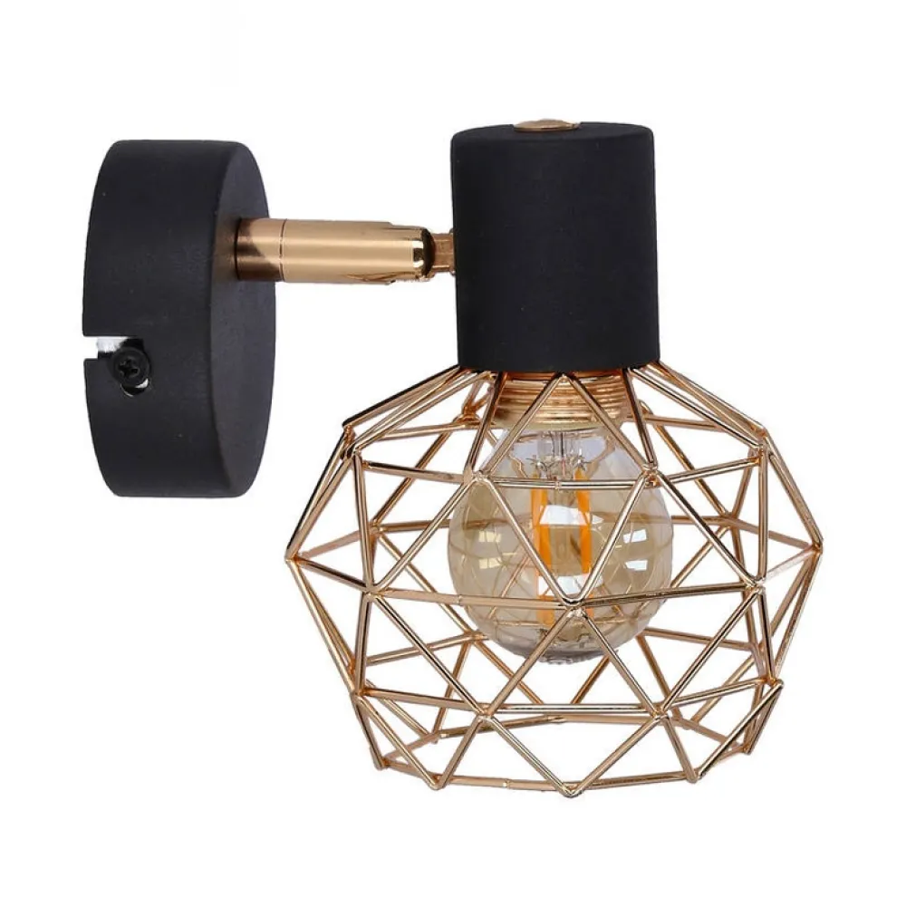 Oświetlenie Przedpokoju|Oświetlenie Jadalni>Candellux Lighting Kinkiet czarny pojedynczy klosz miedziany Acrobat